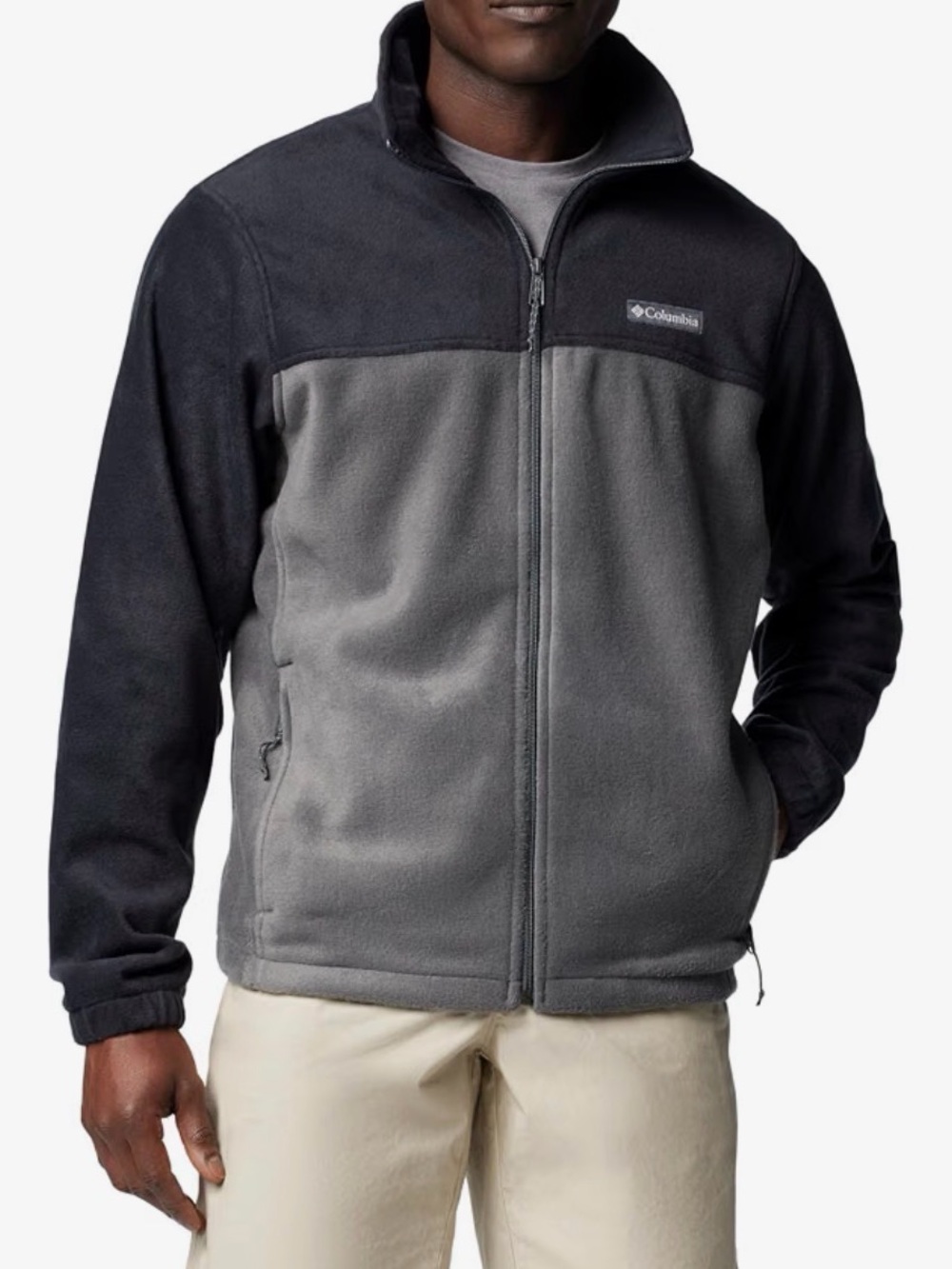 Columbia Men's Two-Tone Black and Gray Fleece Zip-Up Jacket